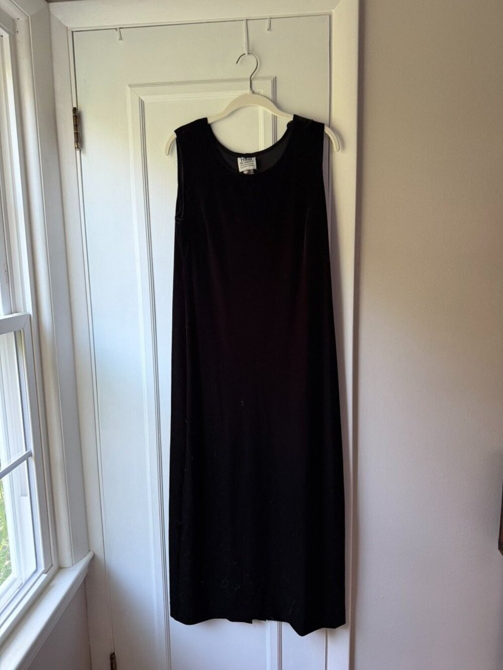 VTG 90s R&M Richards by Karen Kwong Velvet Maxi Tank Dress Black Size 12